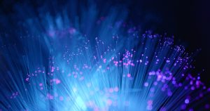 Glowing Fiber optics strands light